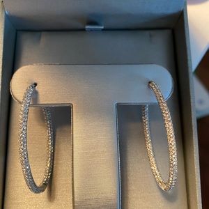 Crystal and sterling silver hoop earrings